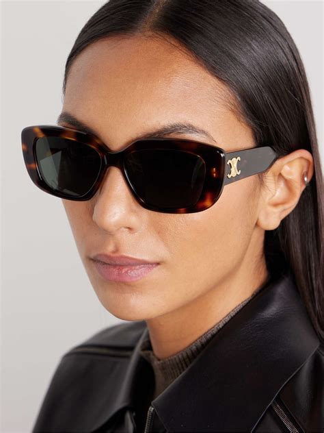 celine oversized tortoiseshell acetate sunglasses|celine eyewear rectangular sunglasses.